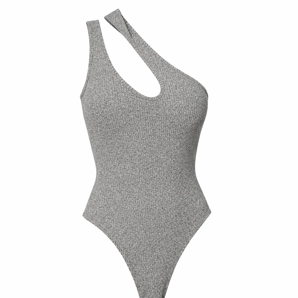 JLUXLABEL Grey Jediah Keyhole Thong Back Bodysuit Size L